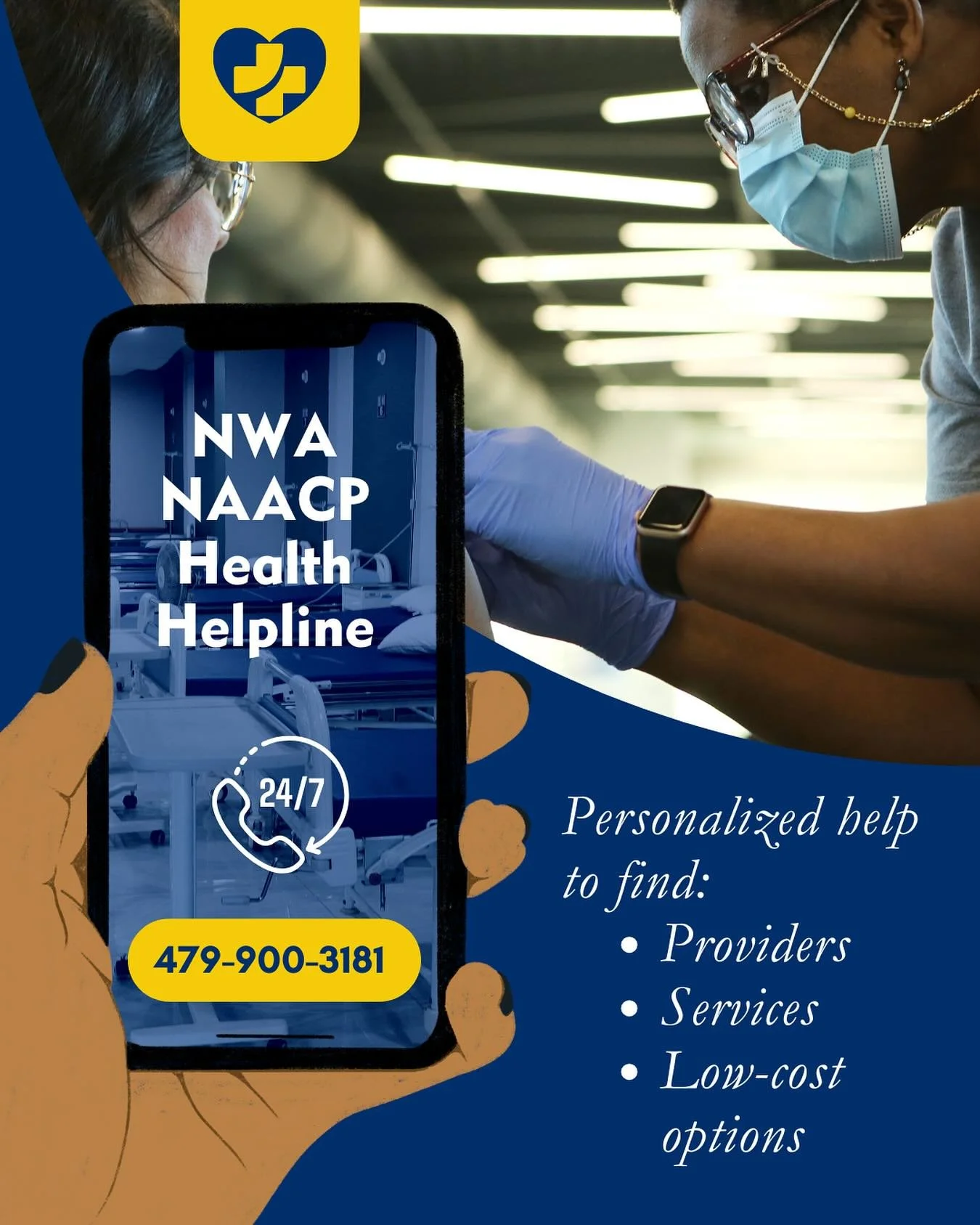 If you or someone you know is needing health care but doesn’t know where to start, try the NWA NAACP Health Committee’s free helpline, which can point you toward the services you need, nearby providers and even low-cost or free options. C