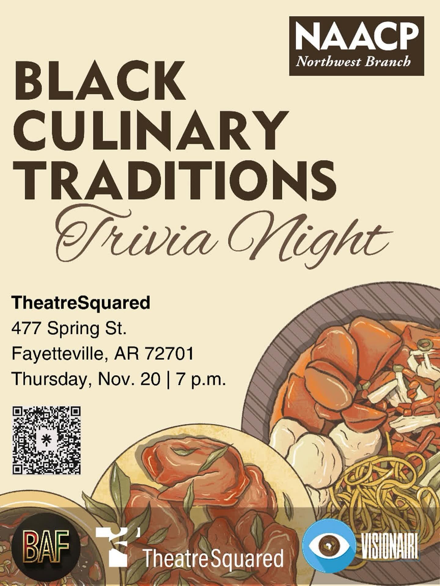 Don&rsquo;t miss our November Black Trivia Night, fittingly highlighting the long, delicious history of Black culinary traditions. Join us at @theatresquared this Thursday for community and friendly competition, and bring the biggest trivia buffs you