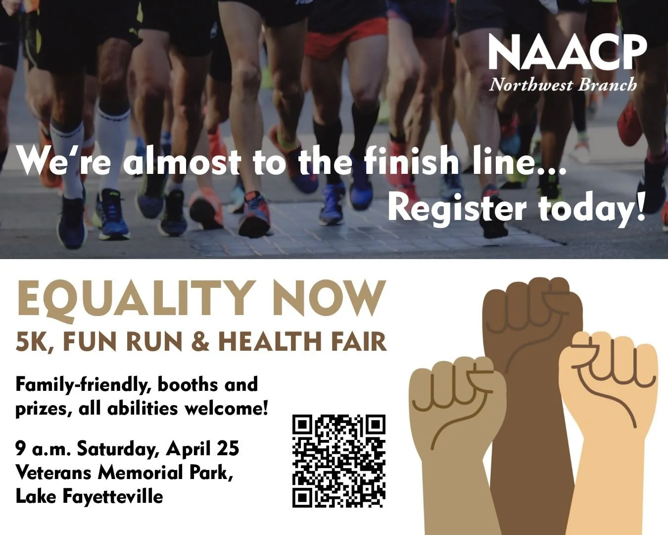 There&rsquo;s still time to sign up for the Equality Now 5K, Fun Run &amp; Health Fair this Saturday!

If you want to get moving, have some fun with your family and community, learn about living healthier and help us raise funds for scholarships for 