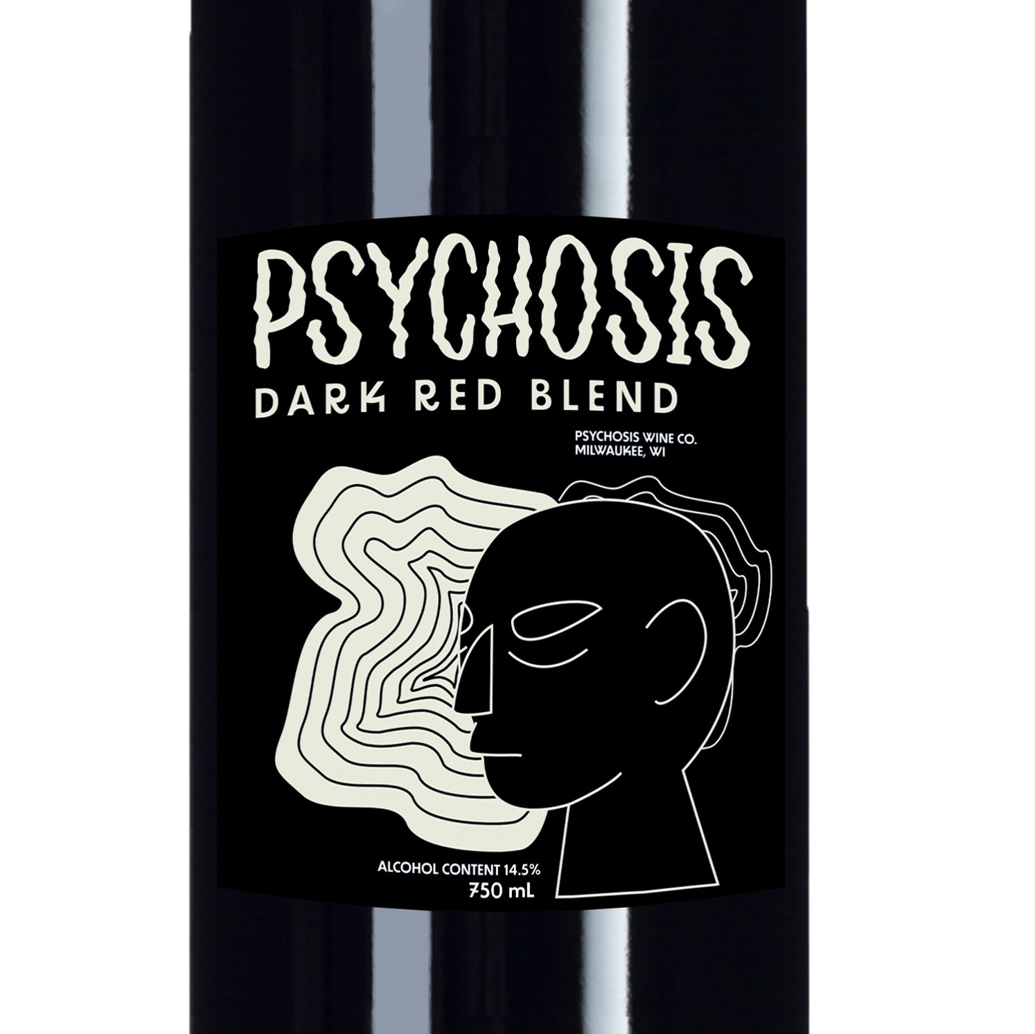Psychosis Dark Red Blend Label Mockup