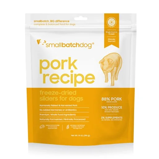 Small Batch Freeze Dried Pork Sliders for dogs