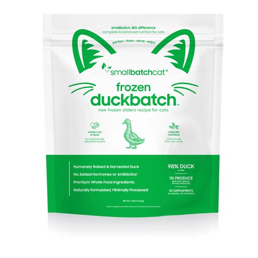 Small Batch Frozen Raw Duck Sliders for cats