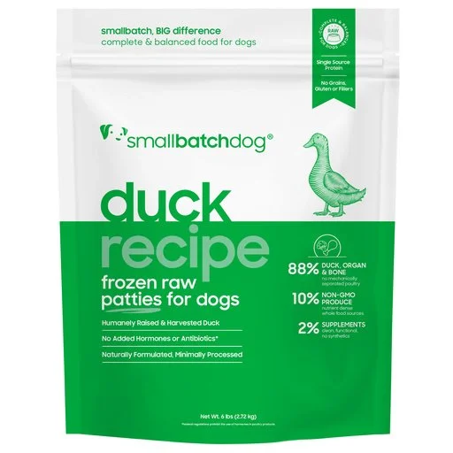 Small Batch Frozen Raw Duck for dogs (Sliders or Patties)