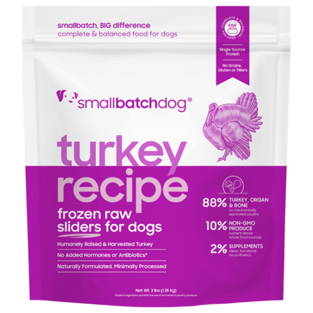 Small Batch Frozen Raw Turkey for dogs (Sliders or Patties)