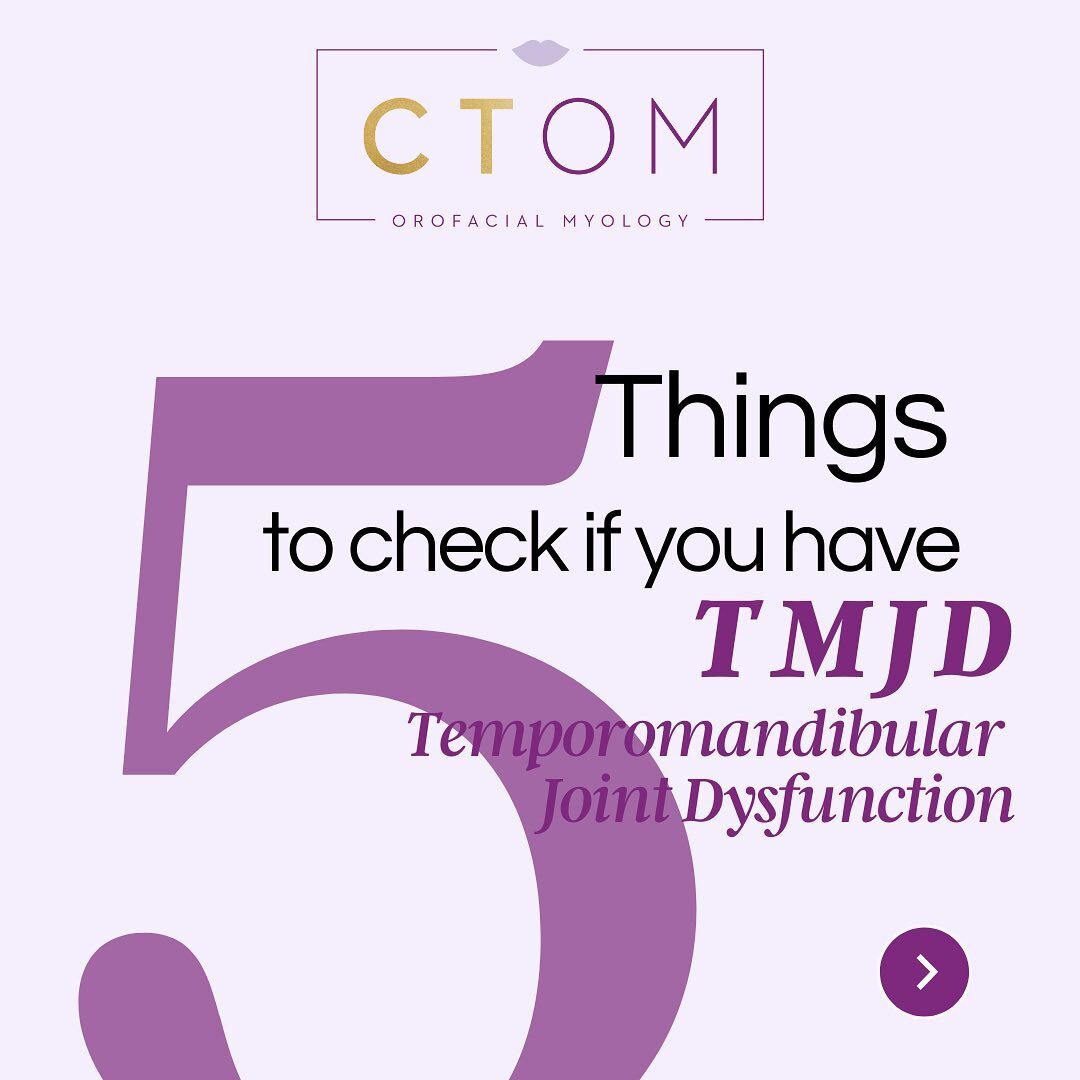 ⭐️ Jaw Pain or Dysfunction 🌟

✔️ 5 Things to check if you have jaw pain or dysfunction 

Scroll through the photos to check out all 5 ➡️

Leave us a comment below if any of these are you 👇🏼 

#ctorofacialmyology #orofacialmyology #ctom #orofacialm