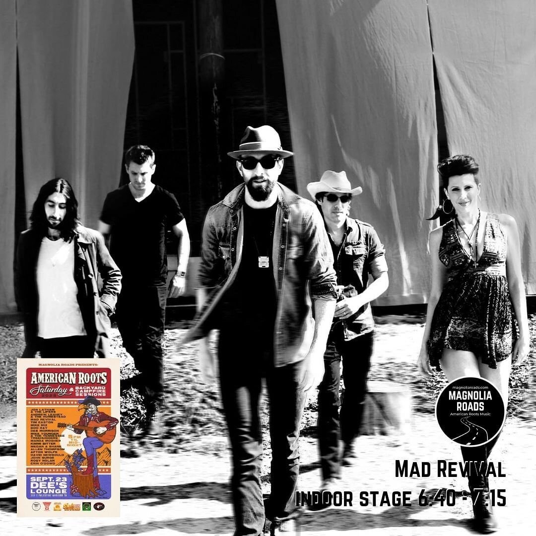 Repost! &bull; @magnoliaroadsmusic Artist Spotlight! 
Rock, gospel, blues band that harks back to the tent revival fever of the 1960&rsquo;s @madrevivalband ~ They'll be lighting up @deeslounge615 indoor stage 6:40p Sat. Sept. 23rd for @magnoliaroads