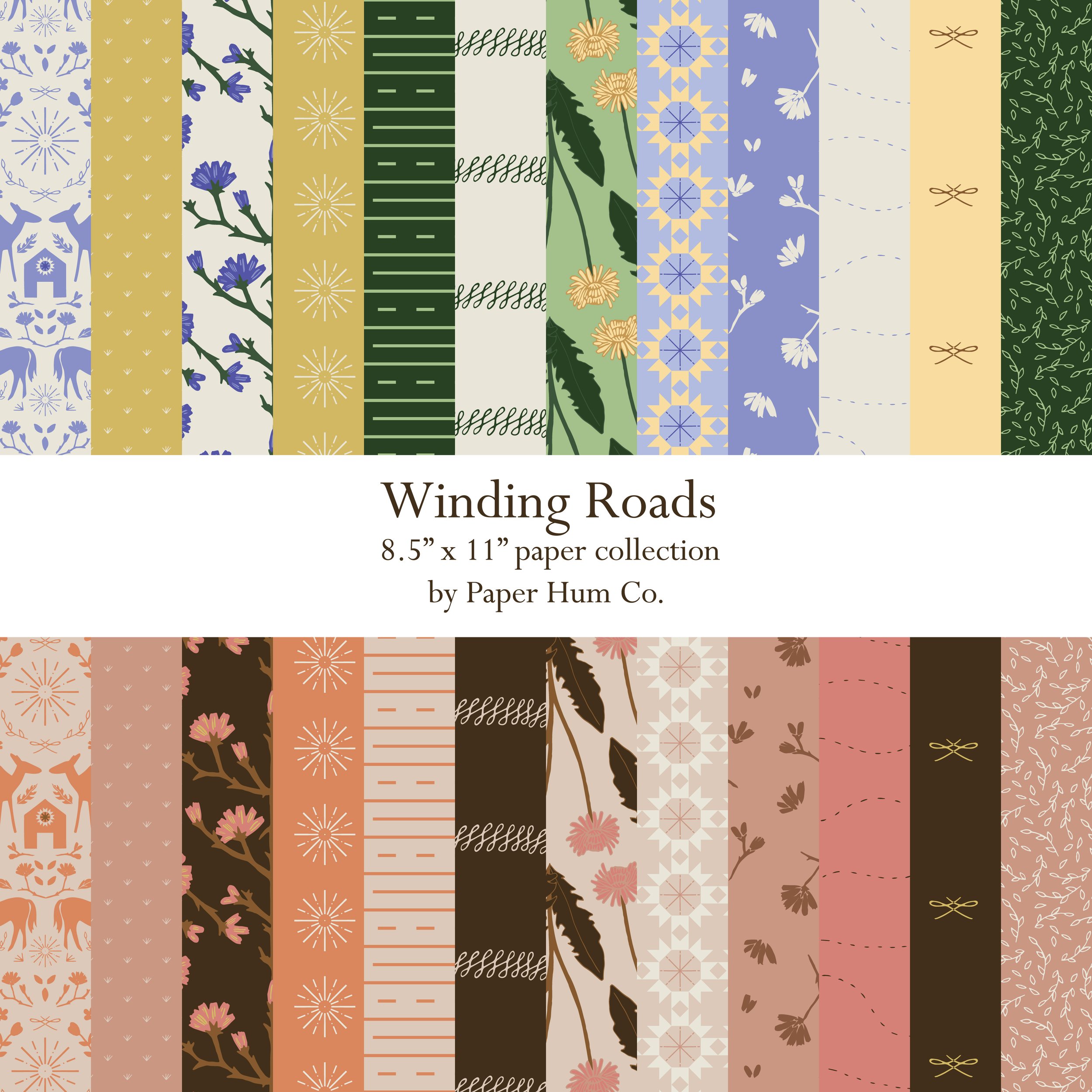 winding roads digital paper collection