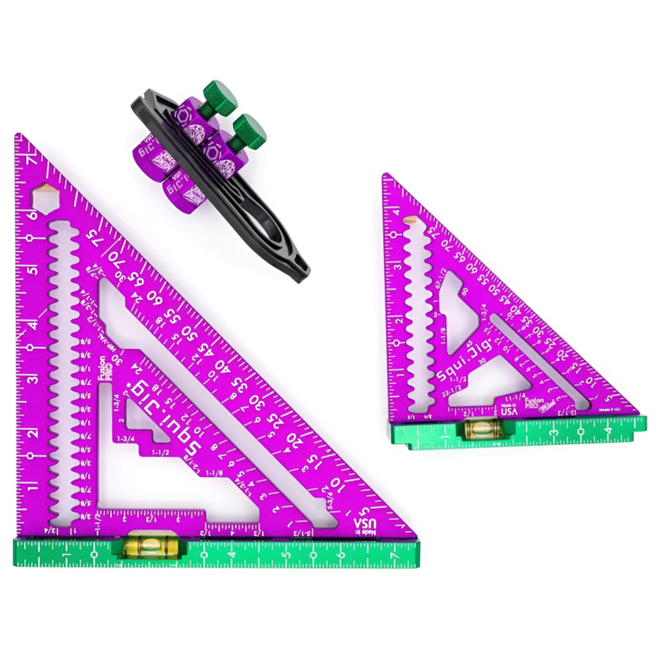 7.5" Pro Square + 4.5" Mini Square w/Level + 1.5" Jigs + Holder - Joker Edición Elite Set
