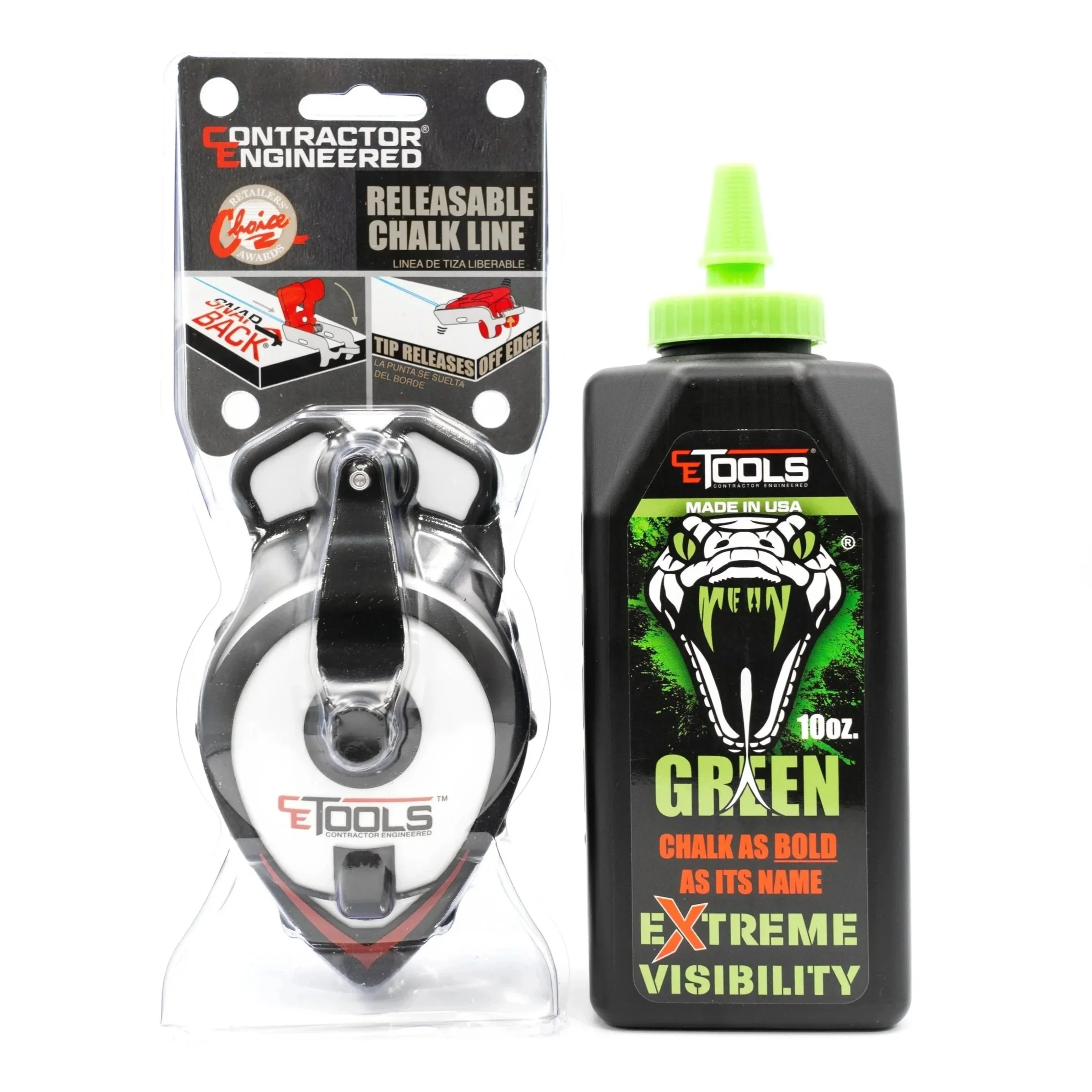 SnapBack Chalk Line + Mean Green Chalk – Bundle