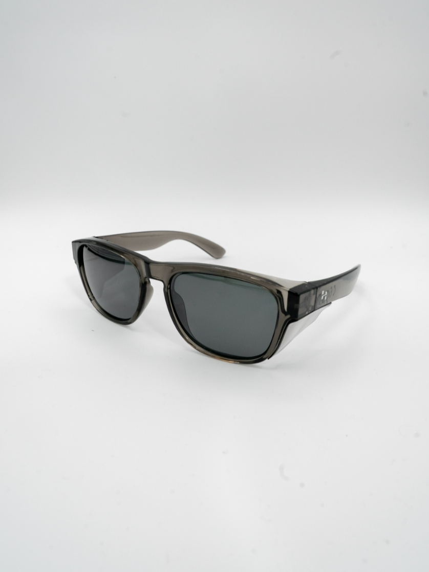 Transparent Icon Series w/ Grey Polarized Lenses & Side Shields (Iron Grey)