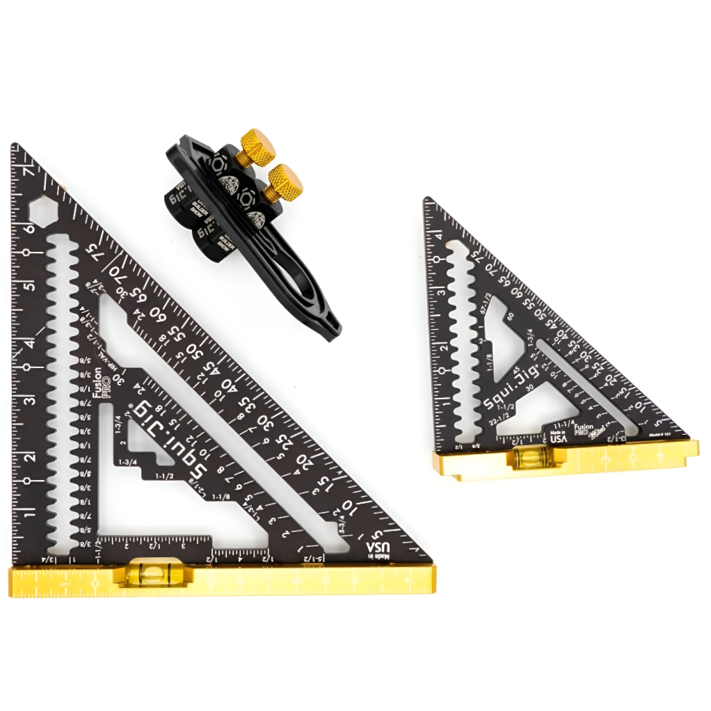 7.5" Pro Square + 4.5" Mini Square w/Level + 1.5" Jigs + Holder - Latino Builders Show Edición Elite Set