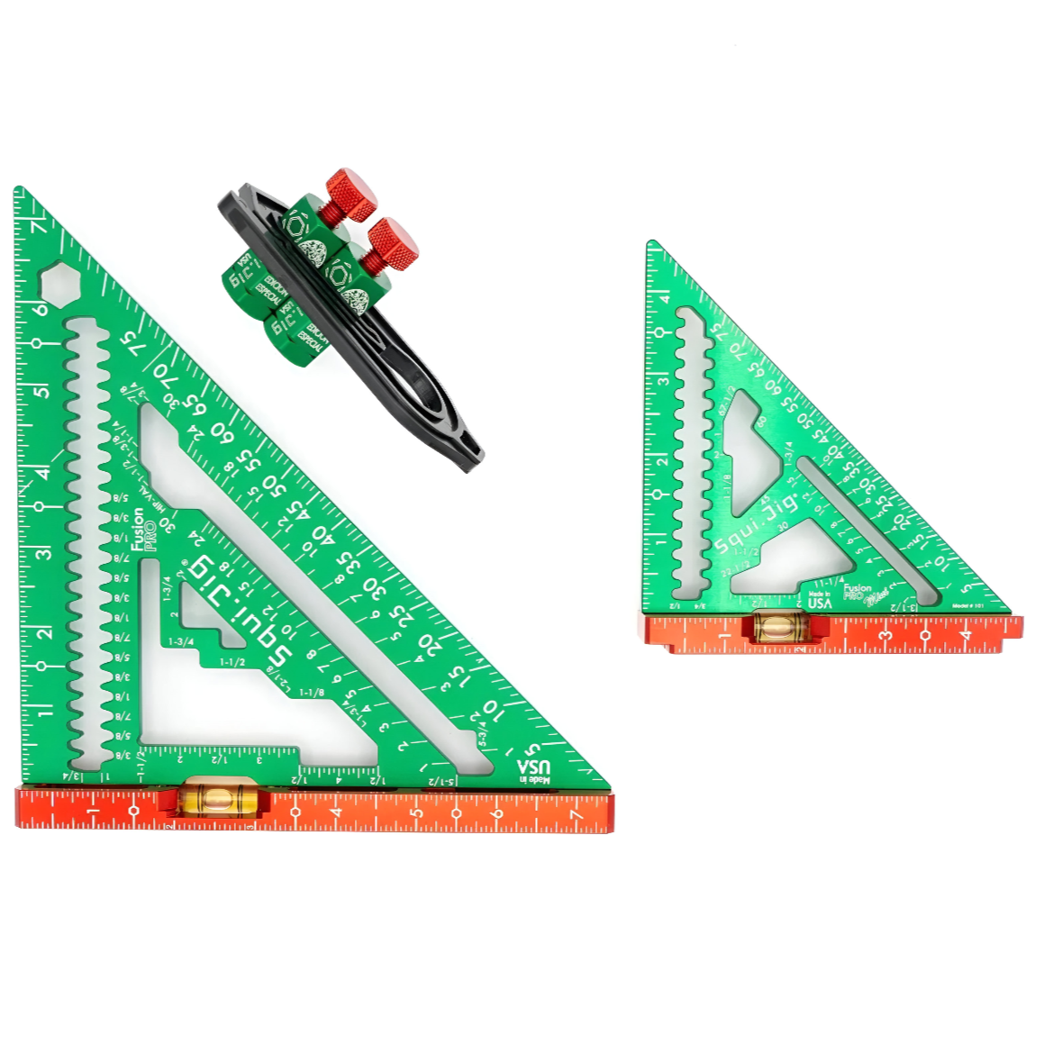 7.5" Pro Square + 4.5" Mini Pro w/Level + 1.5" Jigs + Holder - The Mexican Carpenter Edición Elite Set