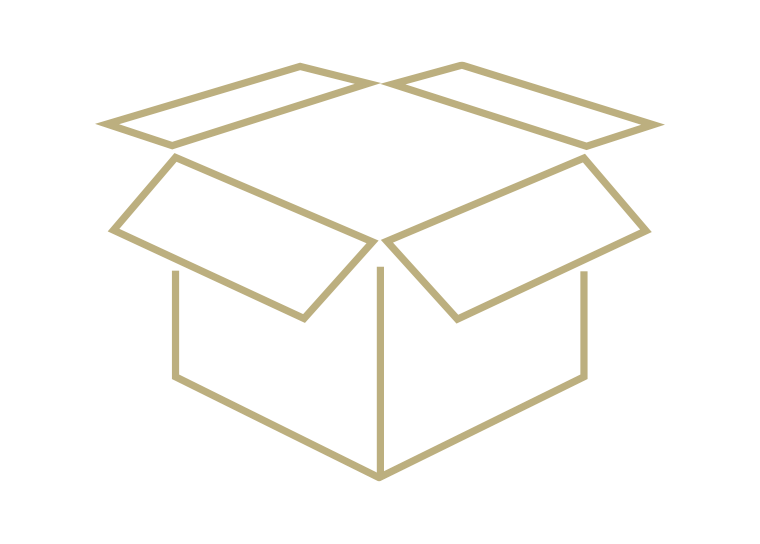 An open cardboard box with flaps folded outward, view from above.