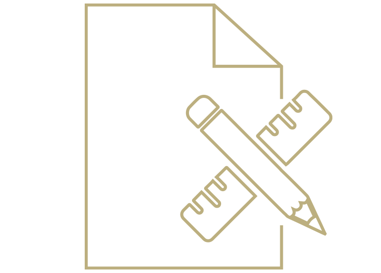 Outline of a document, a pencil, and a ruler