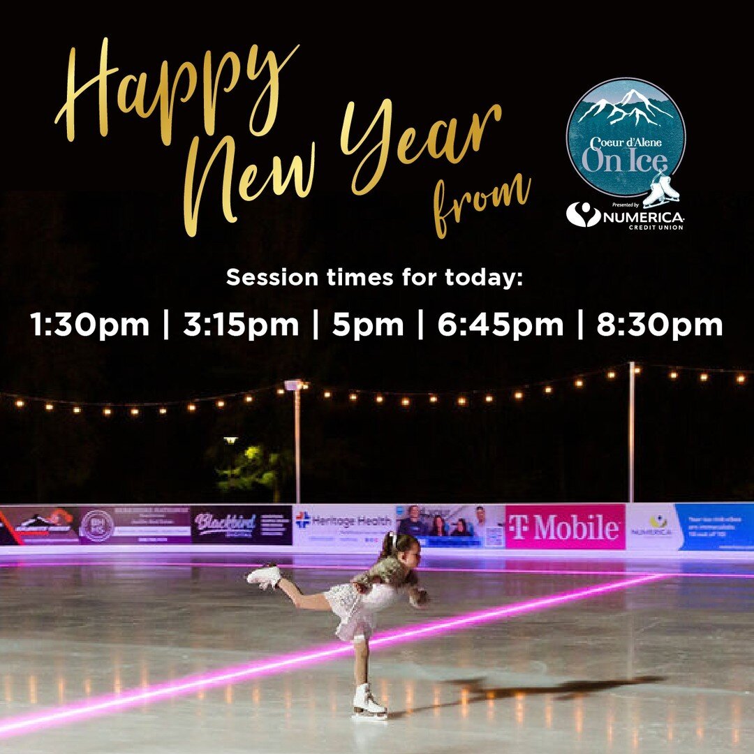 TWO MORE DAYS! Start out the New Year on the right foot (skate?!)! Grab your friends and family and burn some calories on our beautiful snow-surrounded outdoor rink! We have our 90 minute skate sessions today at 1:30pm, 3:15pm, 5:00pm, 6:45pm &amp; 8