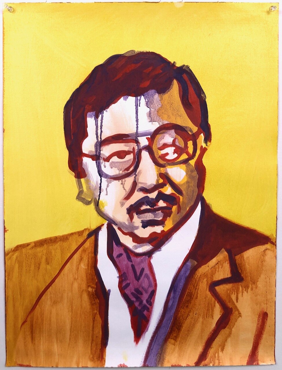 Gordon Hirabayashi in Green Gold, oil on unstretched canvas, 2019