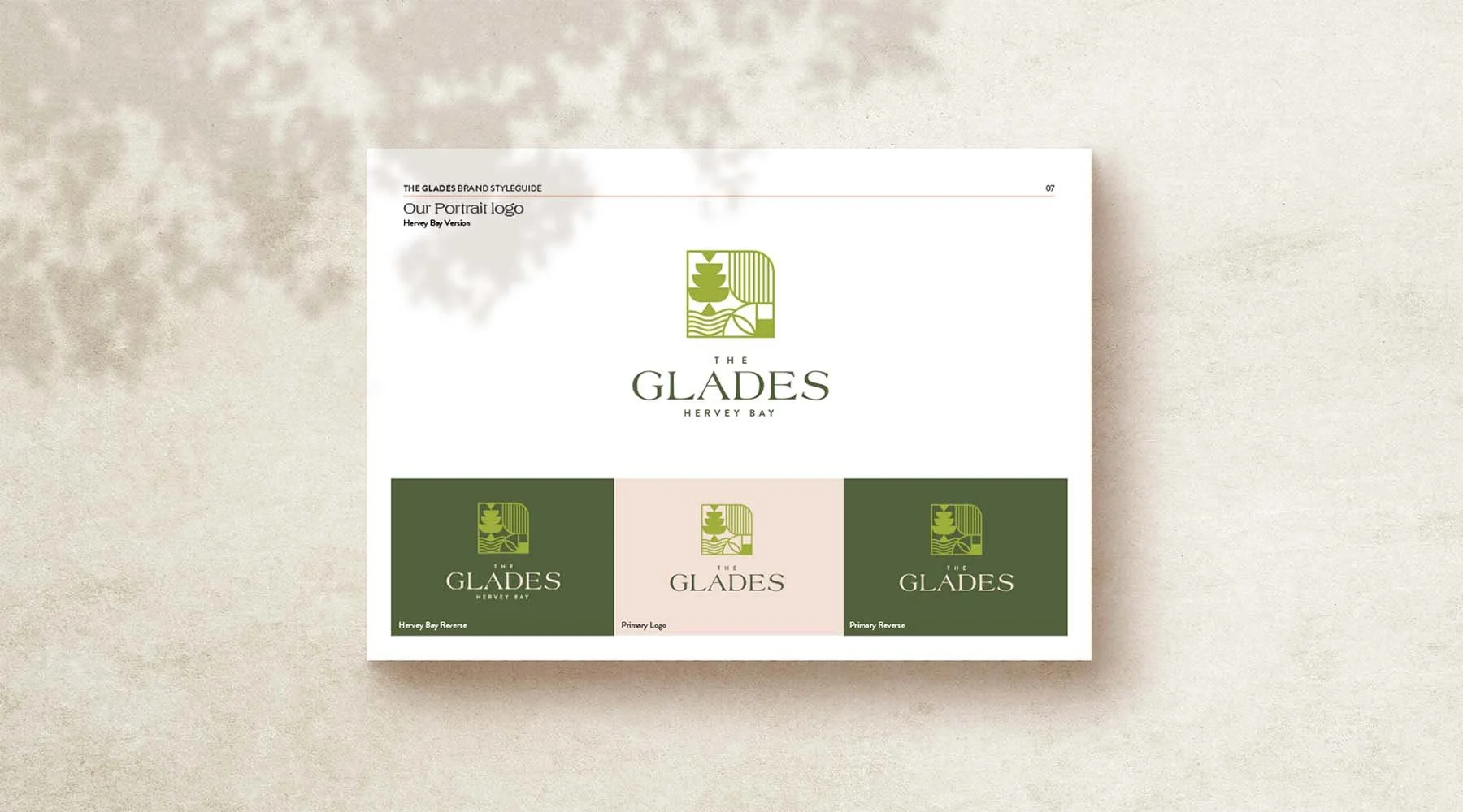 The Glades land development branding; logo suit