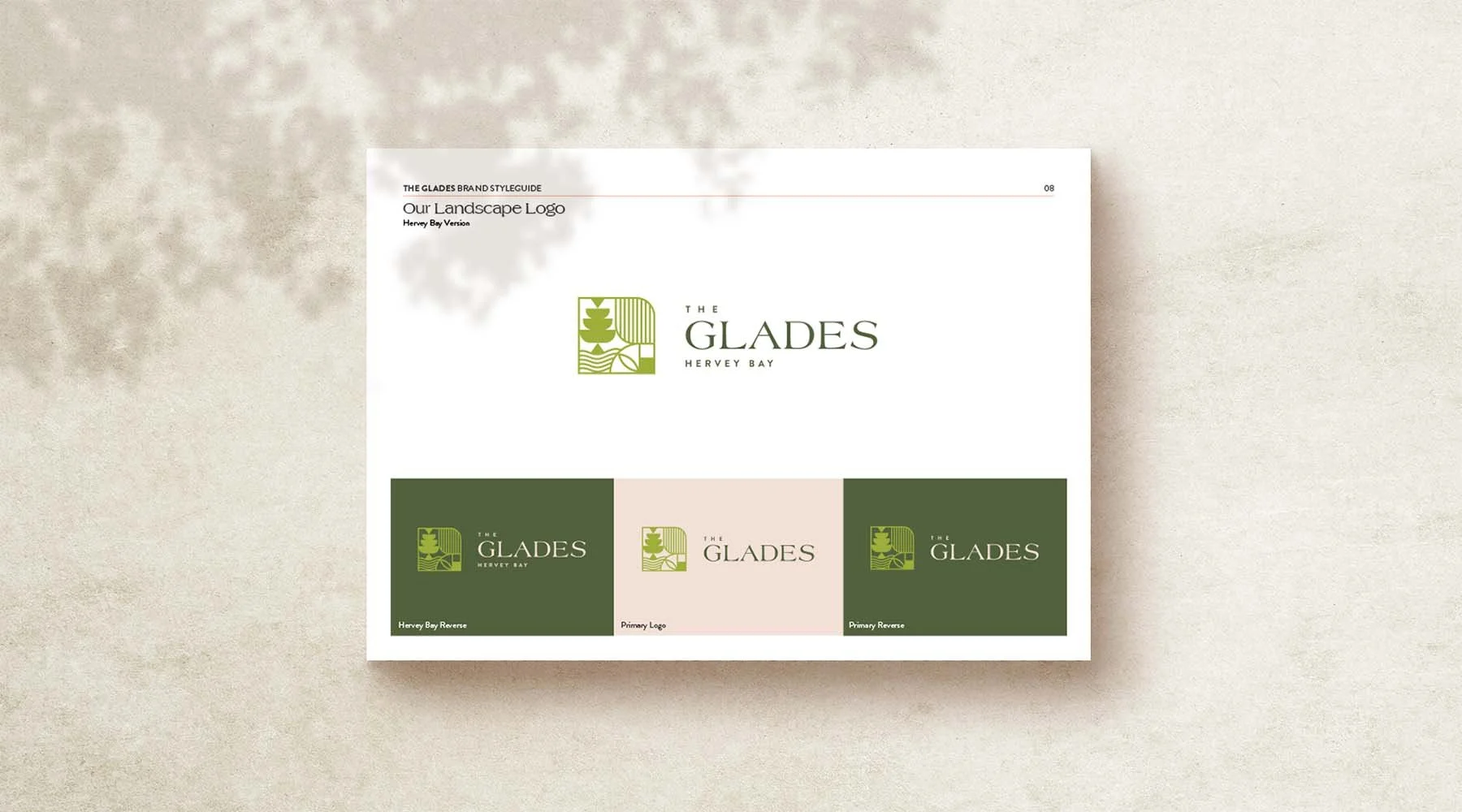 The Glades land development branding; logo suit