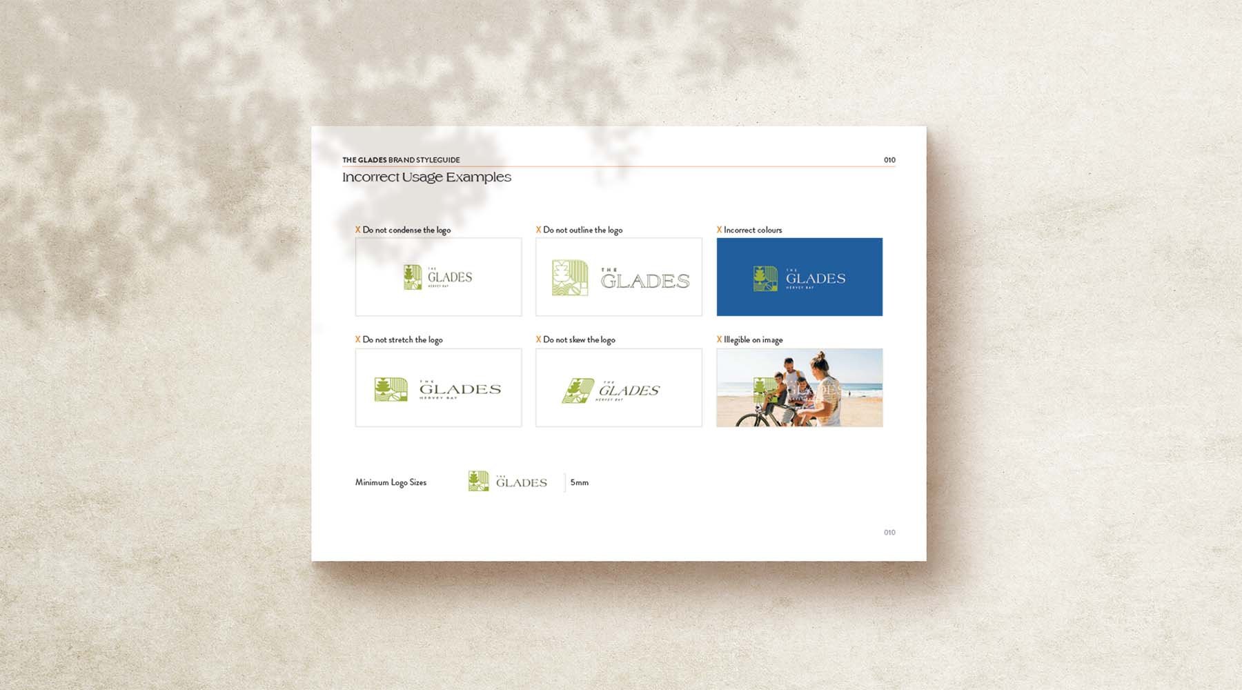 The Glades land development branding; logo suite dos and donts