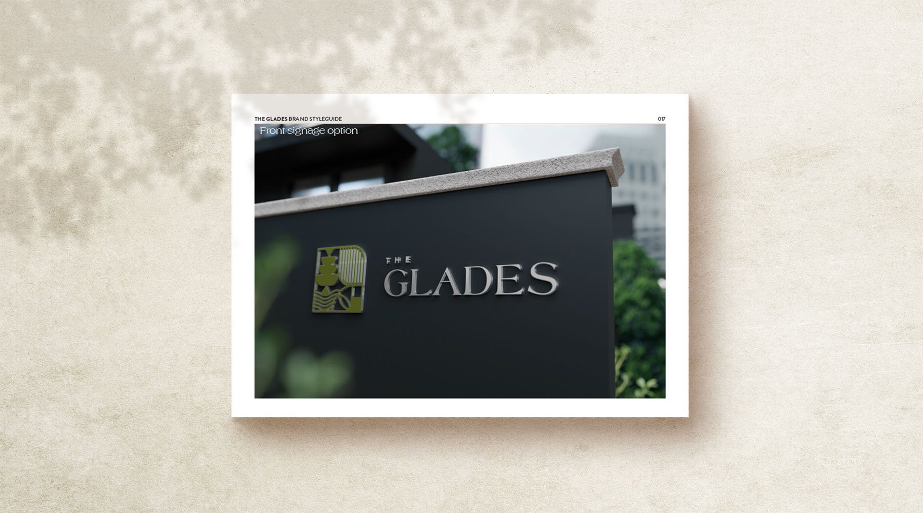 The Glades Hervey Bay land development branding; Front entry signage