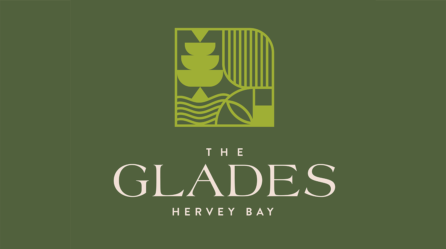 Animated logo for The Glades Hervey Bay, land development brand identity design