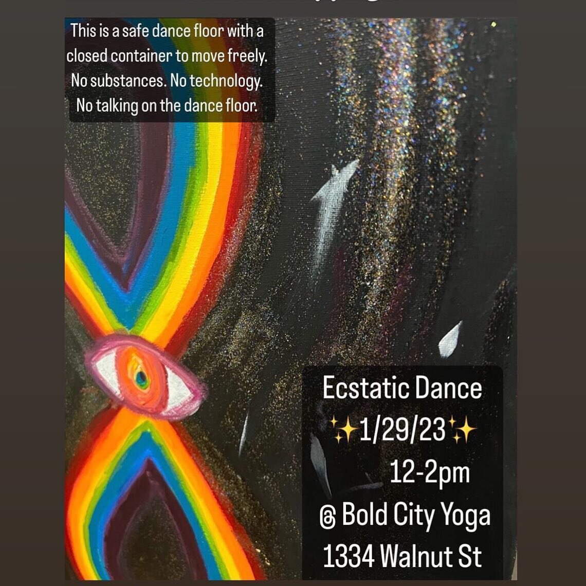 🌟 Join us 🌟 for Ecstatic Dance this Sunday at noon. Thanks to @beingbiancarae 💕 Free for members; suggested donation for outside participants. This is a safe container for free form dance. All are welcome, all ways. ✌🏻 Please read our guidelines 