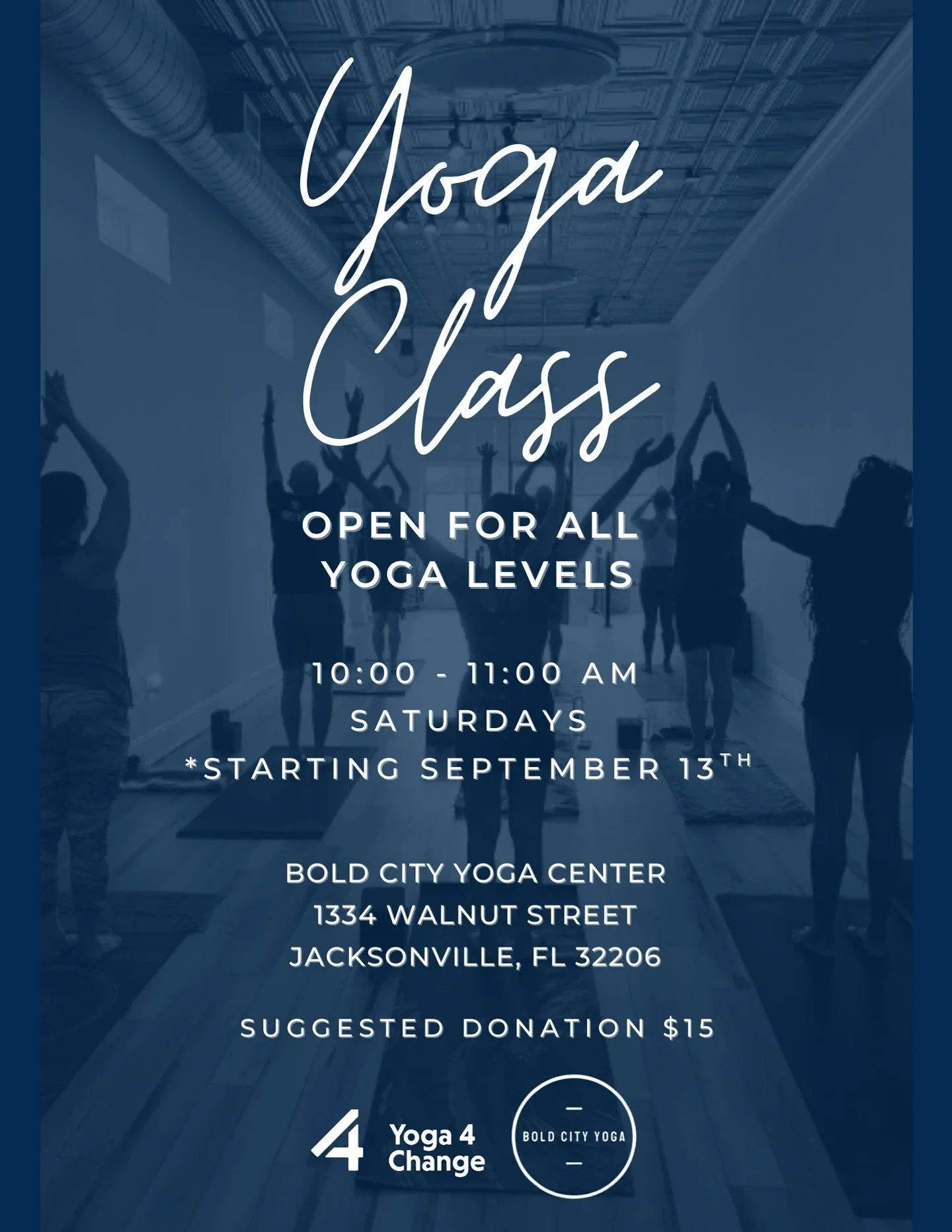 Friends…we couldn’t be more excited to announce our partnership with the incredible @y4c_jax @y4c_official who will be offering their all levels class at our studio on Saturday mornings from 10-11am starting next week, led by their pheno