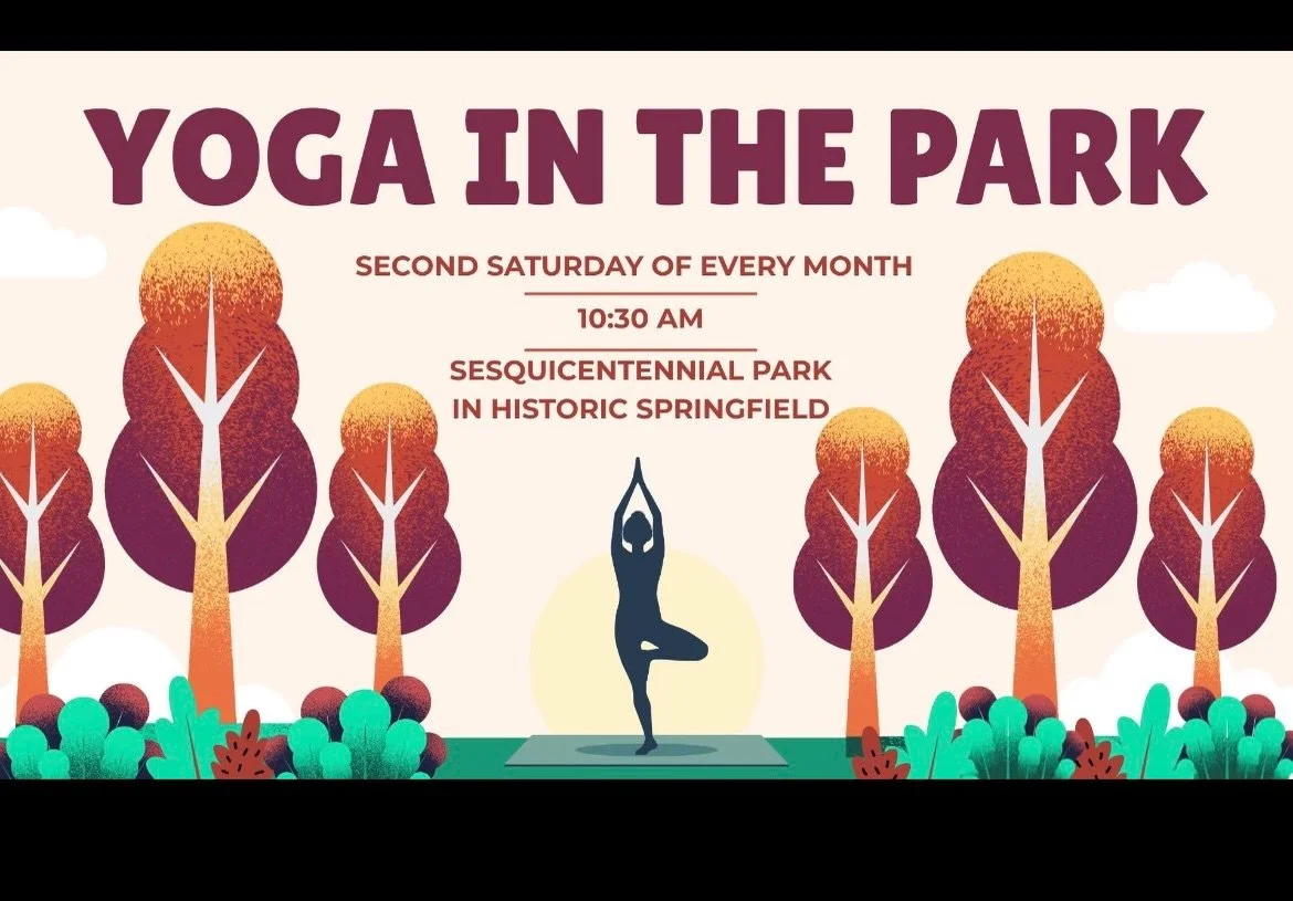Join us monthly at Sesquicentennial Park in #historicspringfield for a sweet all levels yoga class and community fun! We are so excited to extend this offering every month in the new year along with @sparjax 🙏🏻 ☺️ See you every second Saturday at S