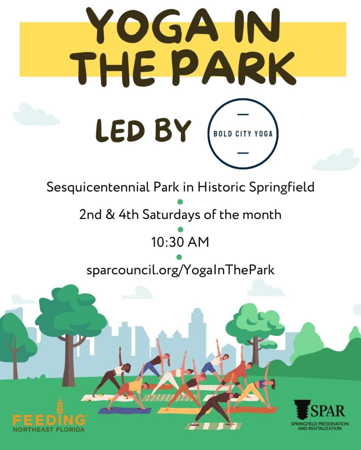 Thrilled to announce this outdoor yoga class series at the beautiful Sesquicentennial Park in historic Springfield! Leading our March 8th class will be @kyleedawnorr 🤗 Hope to see you all there! Classes are all levels and donation based. 🙏🏻 
#jaxy