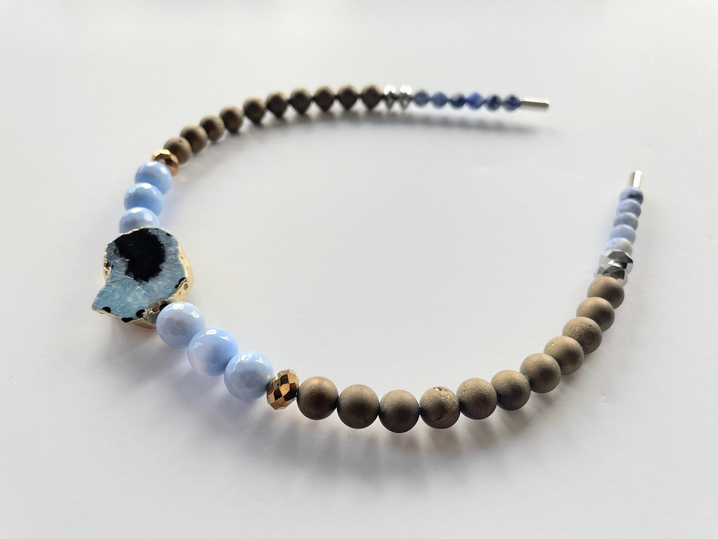 Semi-Precious stone beaded headband tiara