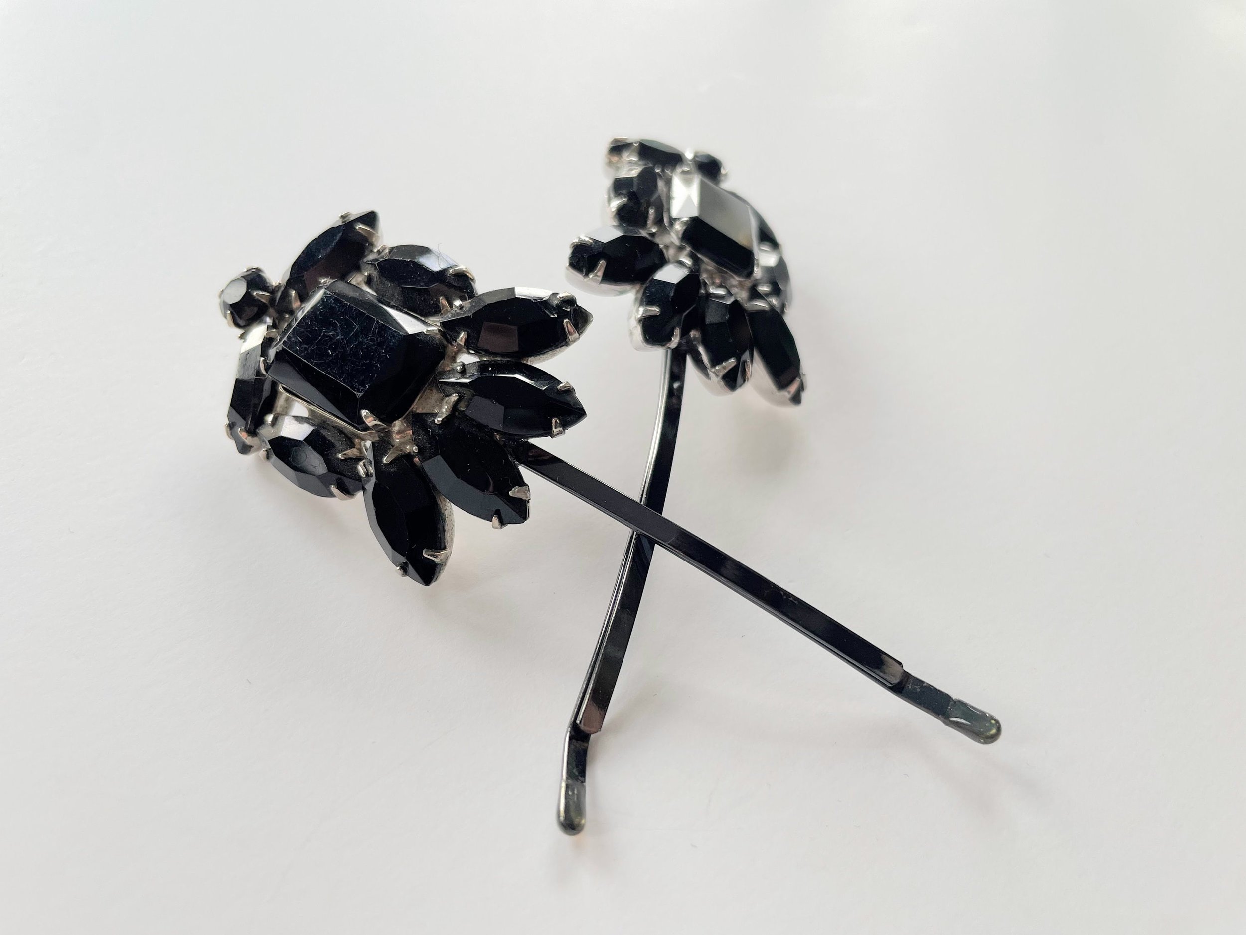 Vintage Black Crystal Hair Pins