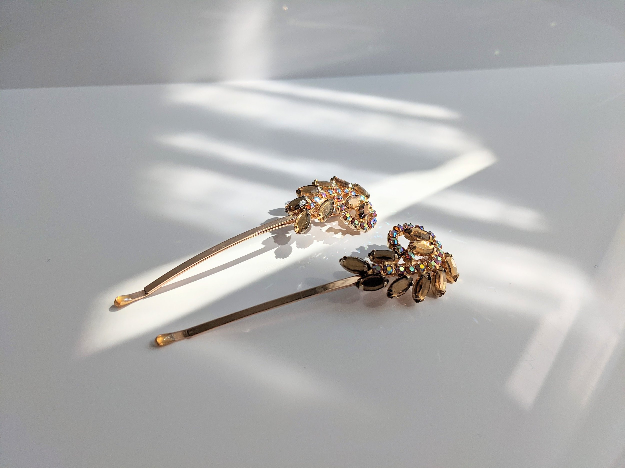 Gold Crystal Hair Pins