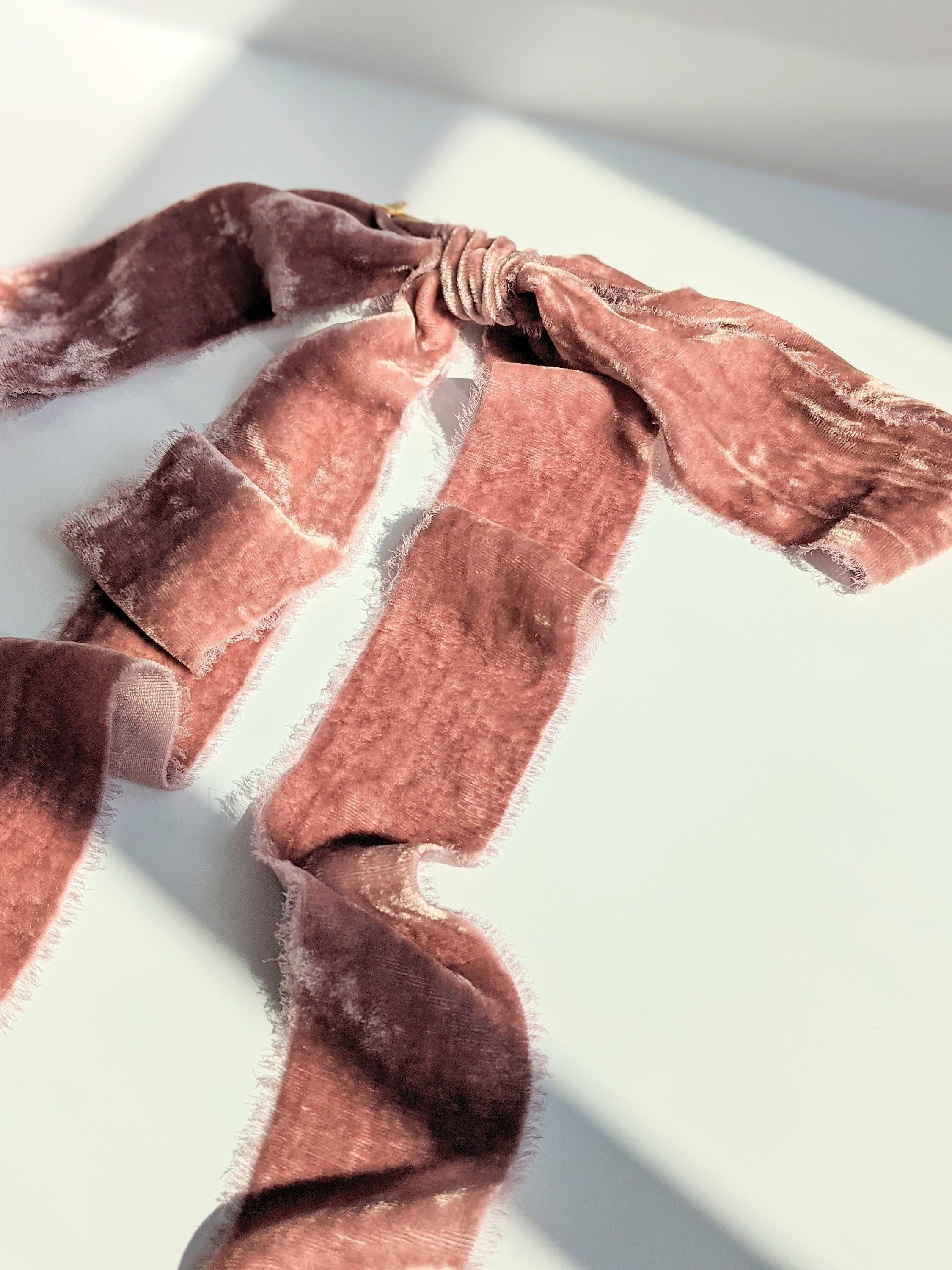 Dusty Rose Silk Velvet Bow Barrette