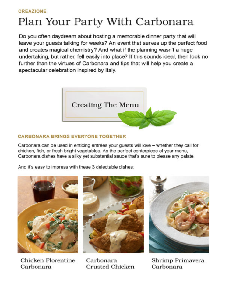 Plan Your Party With Carbonara