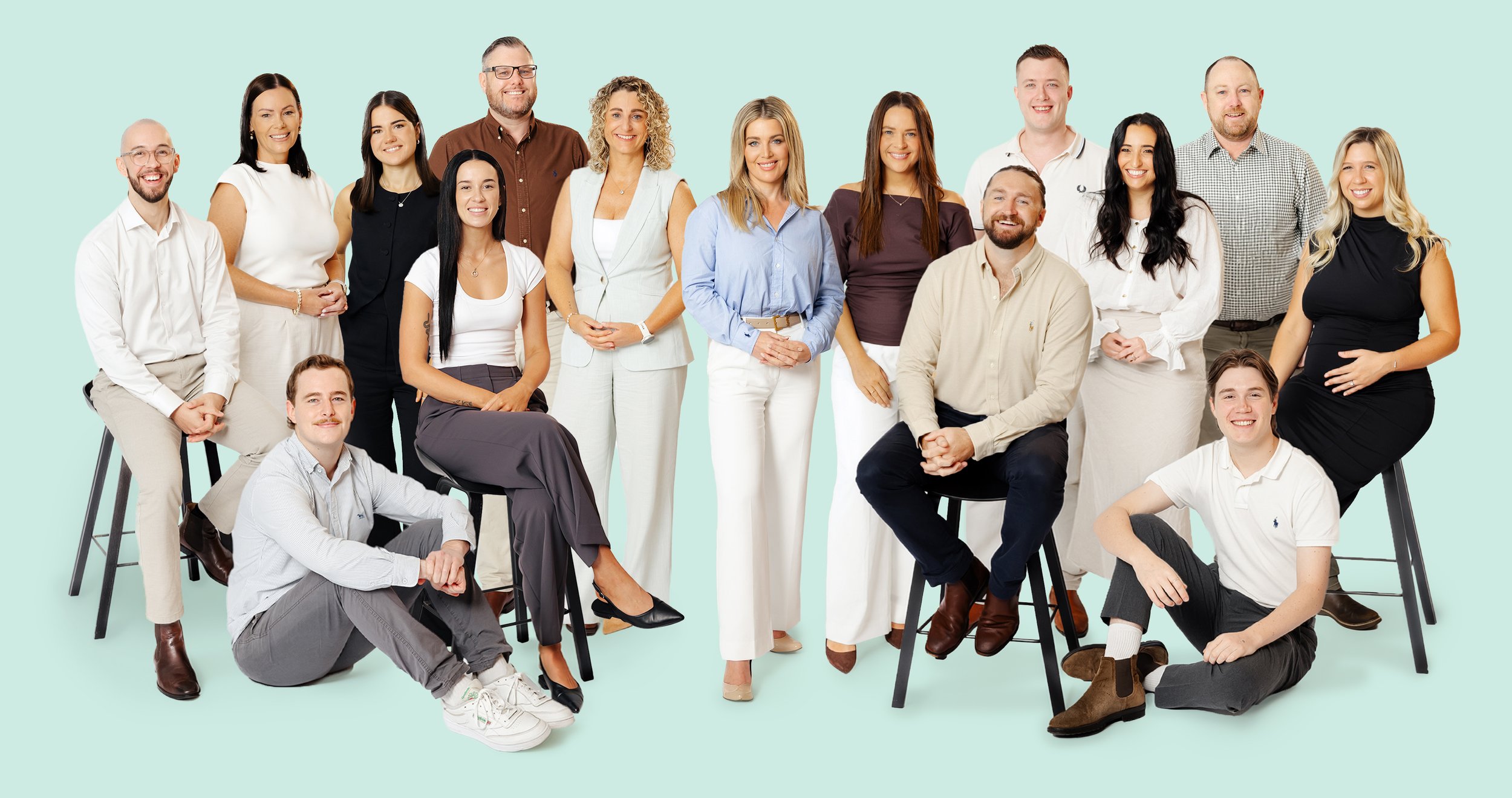 The Sphere Home Loan team of young Mortgage Broker professionals against a light green background.