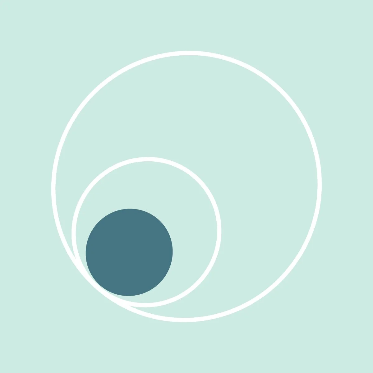 Spiral pattern with white lines and a dark circle inside on a light green background.