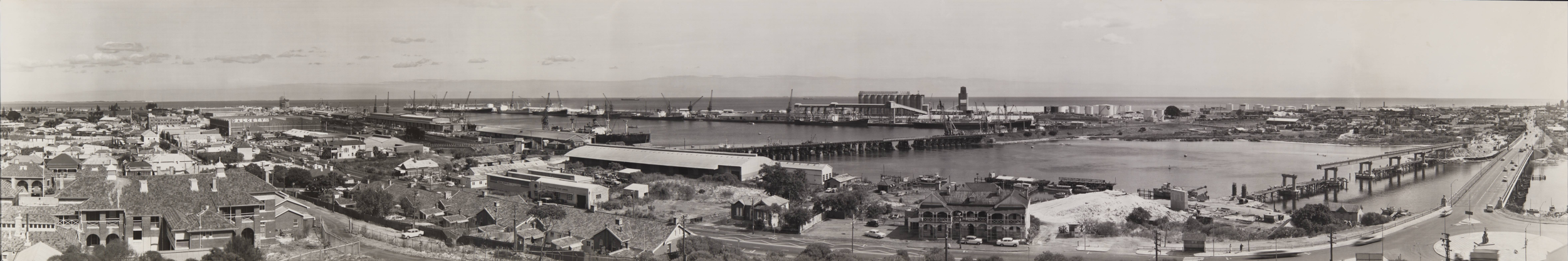 Aerial photographs of the Fremantle road and rail bridges, 15 Jan. 1964