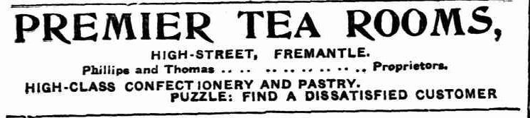 Premier Tea rooms, 1918 