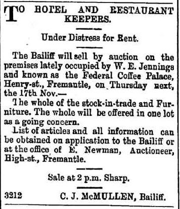 auction federal coffee palace, 15 Nov 1892 