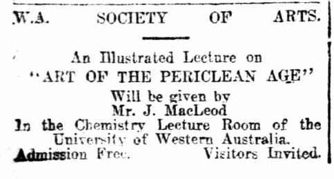 WA Society of Arts lecture, 16 June 1925 