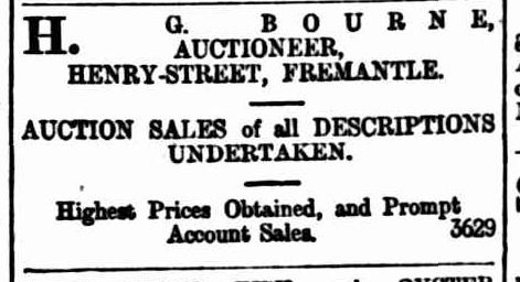H. G. Bourne auctioneer, 52 Henry st, Oct 1899 
