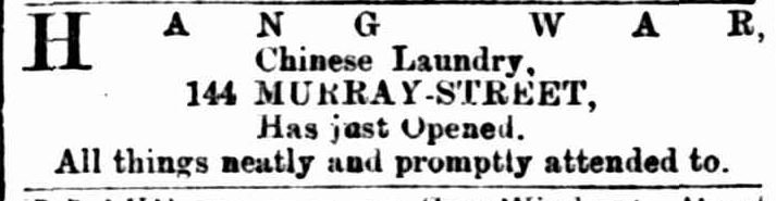 Hang War laundry, Murray st, Perth, 1898 