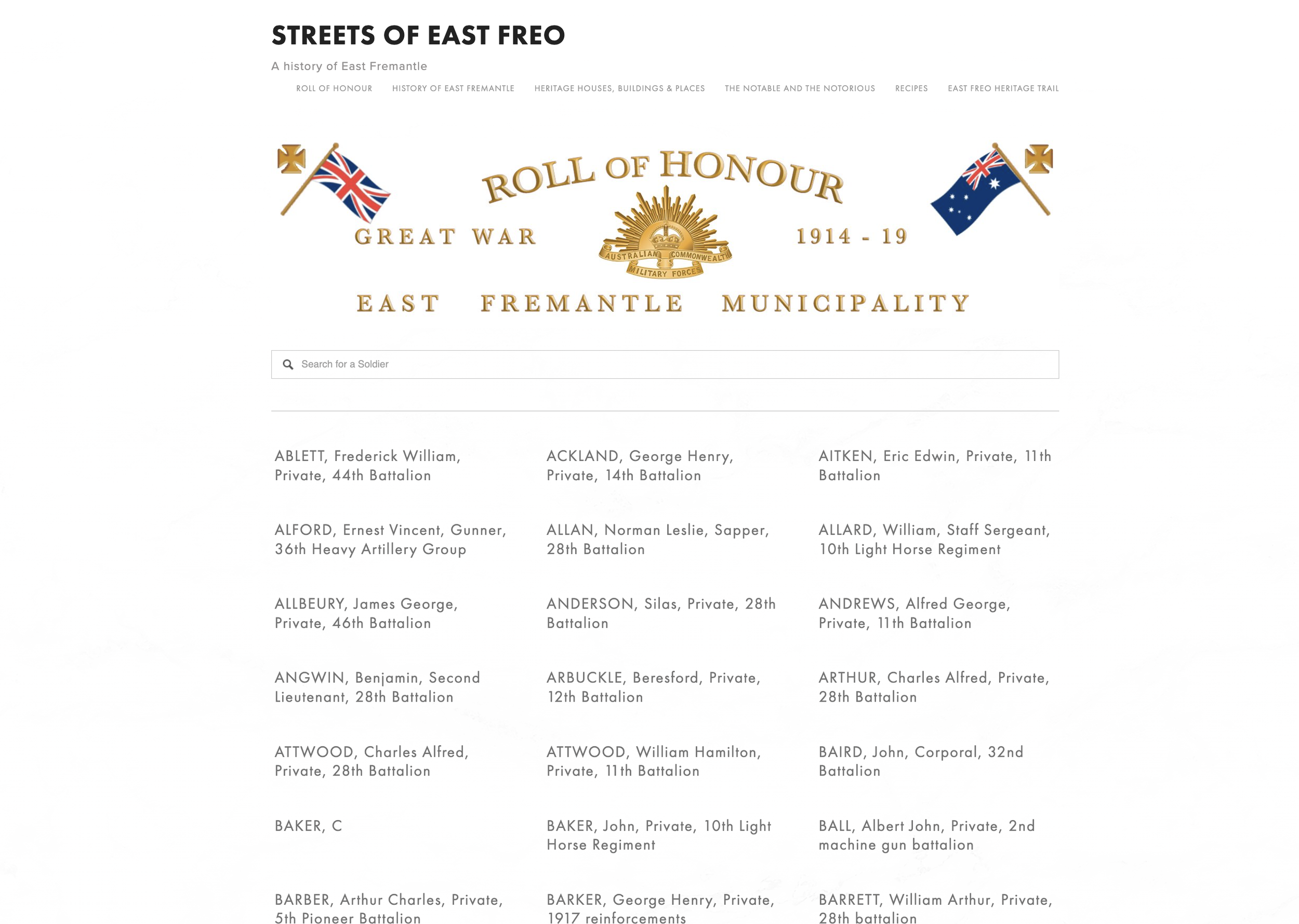 East Fremantle Roll of Honour