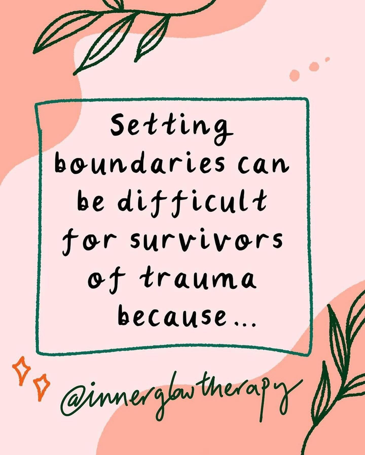 There are so many reasons why setting boundaries can be so difficult for trauma survivors. 

And here are some&hellip;

🍎 our boundaries weren&rsquo;t respected by those that hurt us 
🍎 our wants and needs we&rsquo;re undermind/ invalidated
🍎we ma