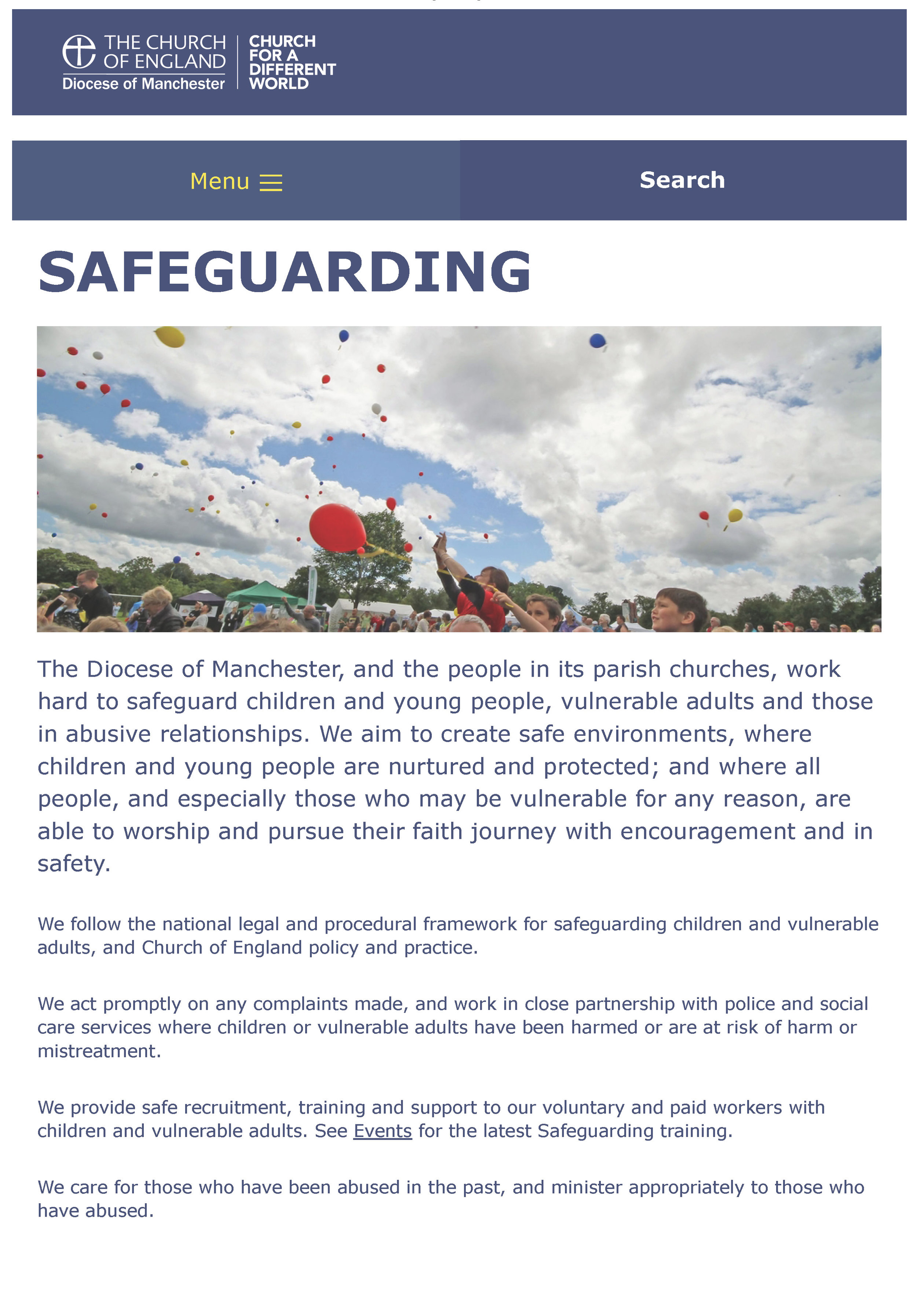 Diocese - Safeguarding Page