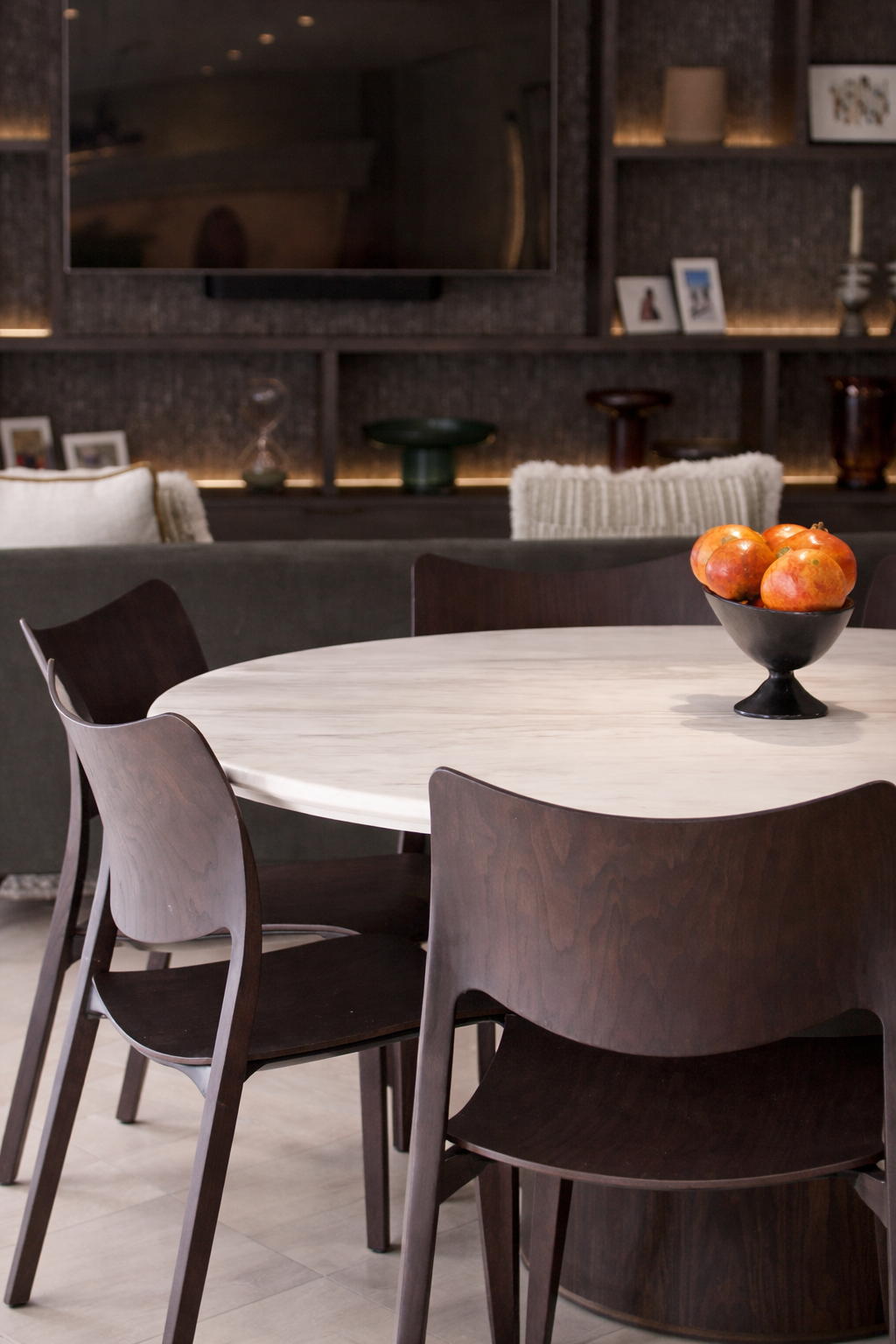 luxury dining area design with media mall