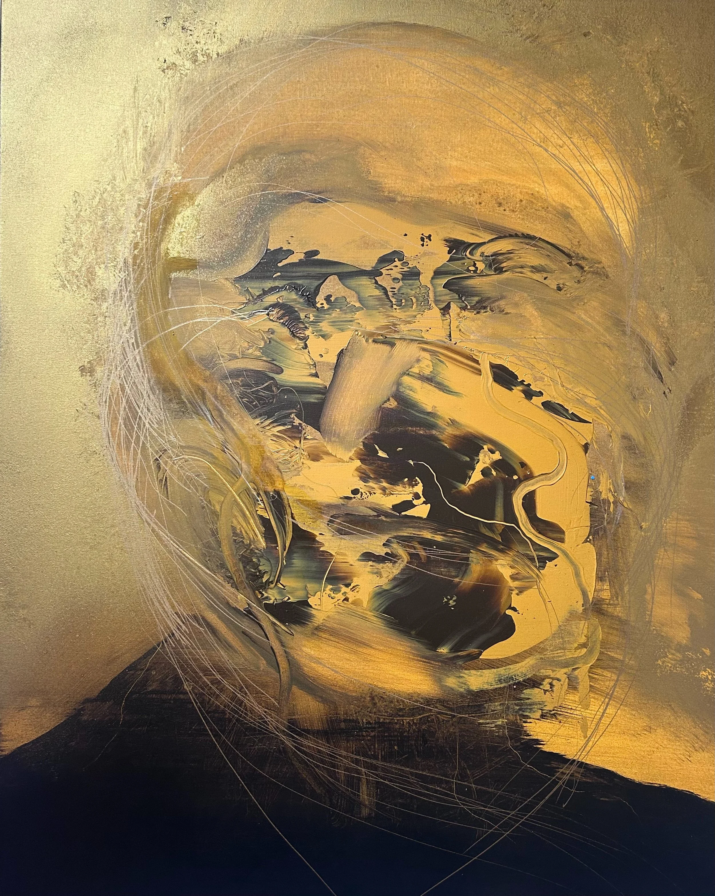 WOMAN WITH WINDBLOWN HAIR - Acrylic on canvas, 60 x 75 cm