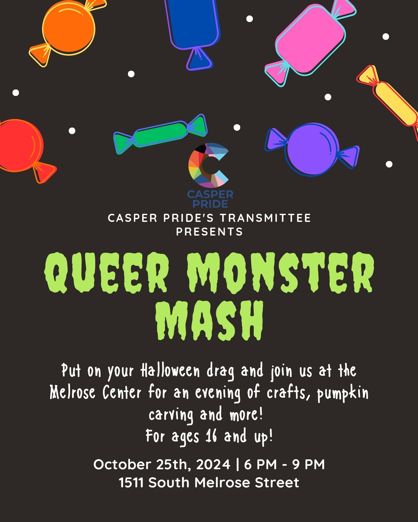 👻 🏳️&zwj;⚧️ Are you ready for a queer monster mash? 🎃 🍬 

Join @casperprideorg&rsquo;s TransMittee for a night of Halloween fun! Put on your Halloween drag and join us at the Melrose Center for an evening of crafts, pumpkin carving, and more! 

⭐