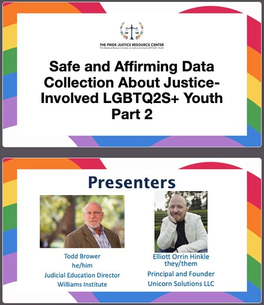 Appreciated getting to present a session today for the Pride Justice Resource Center &ldquo;Safe and Affirming Data Collection About Justice-Involved LGBTQ2S+ Youth Part 2.&rdquo; The session was recorded so you should be able to view the recording s