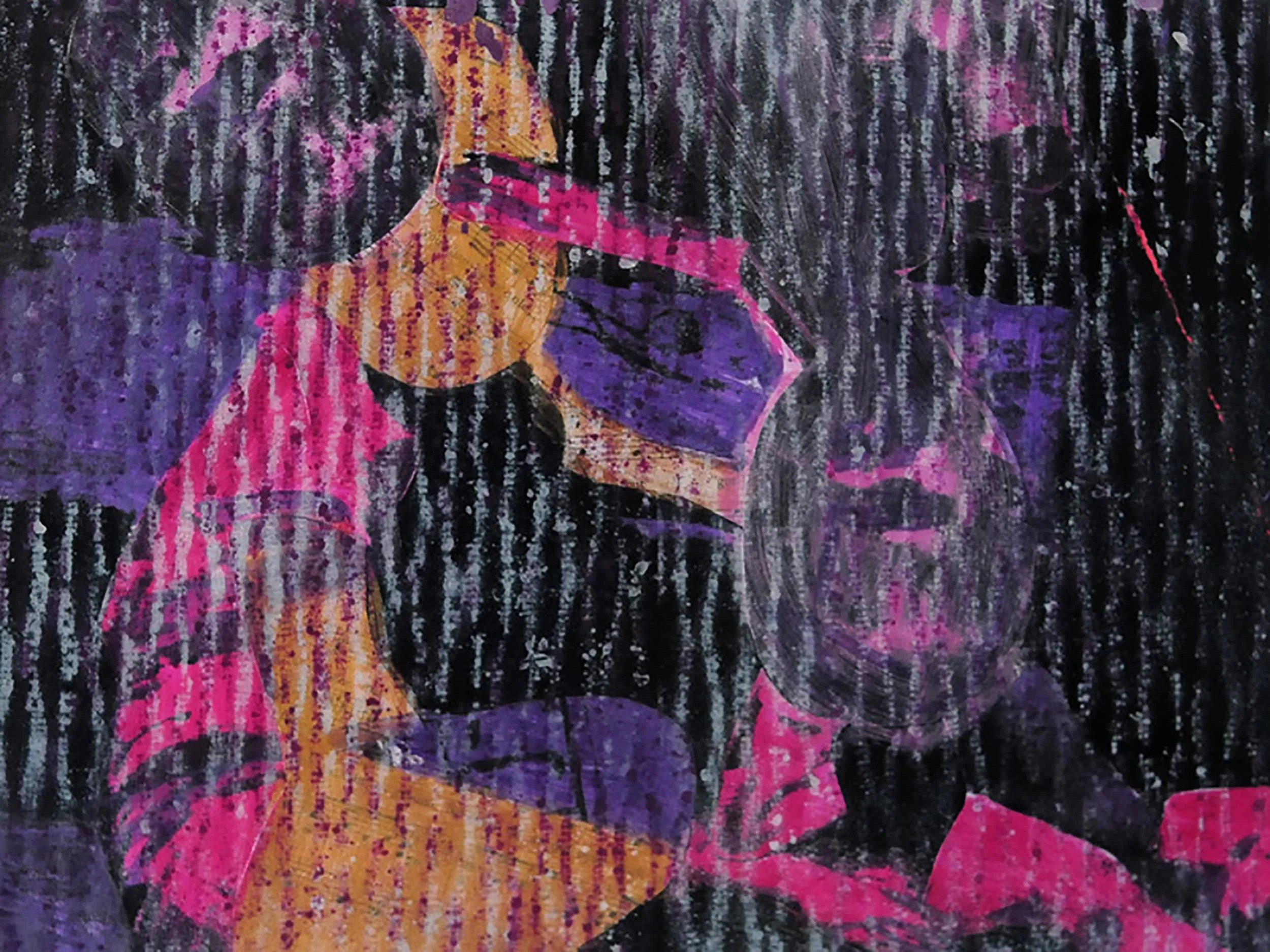  Roll , Acrylic and shredded paper collage on inkjet print, 11 x 14 inches, 2011